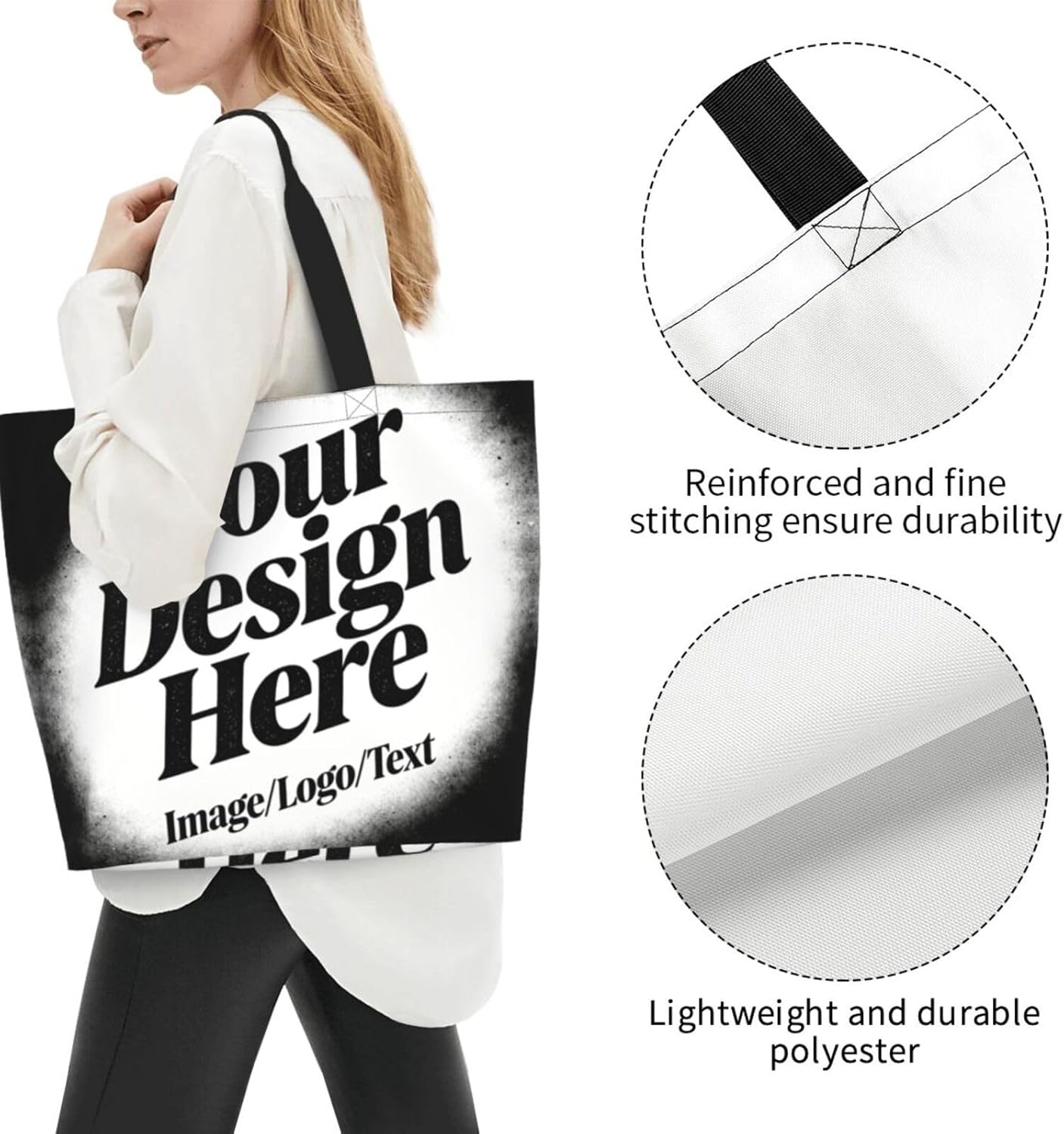 Tote Shoulder Bag Large Durable Reusable Eco-friendly Handbag Lightweight Stylish for Daily Use-19.7x15.7x5.9 Inch - Colors B