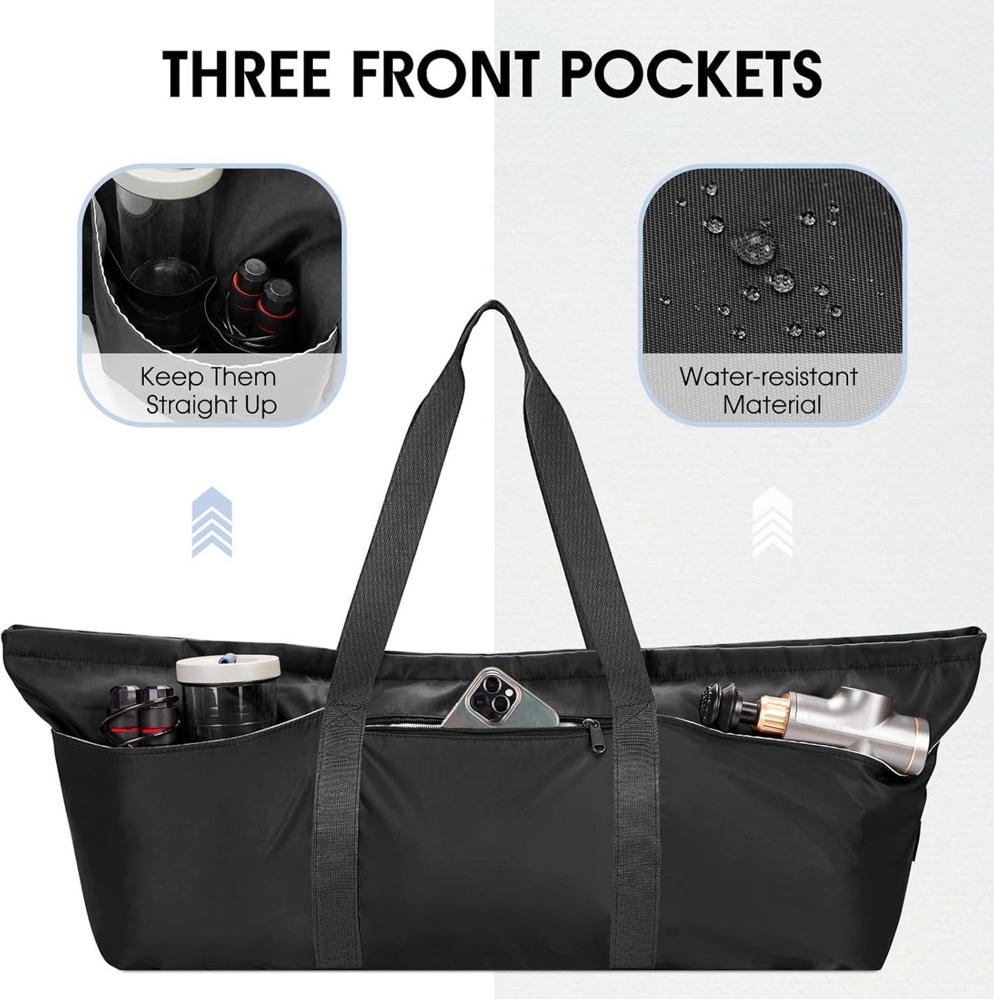 Large Yoga Mat Bag with Shoes Compartment and Wet Pocket Ladies Pilates Gym Tote Bag with Yoga Mat Holder Strap for Women Men Workout Carrier Stuff Accessories