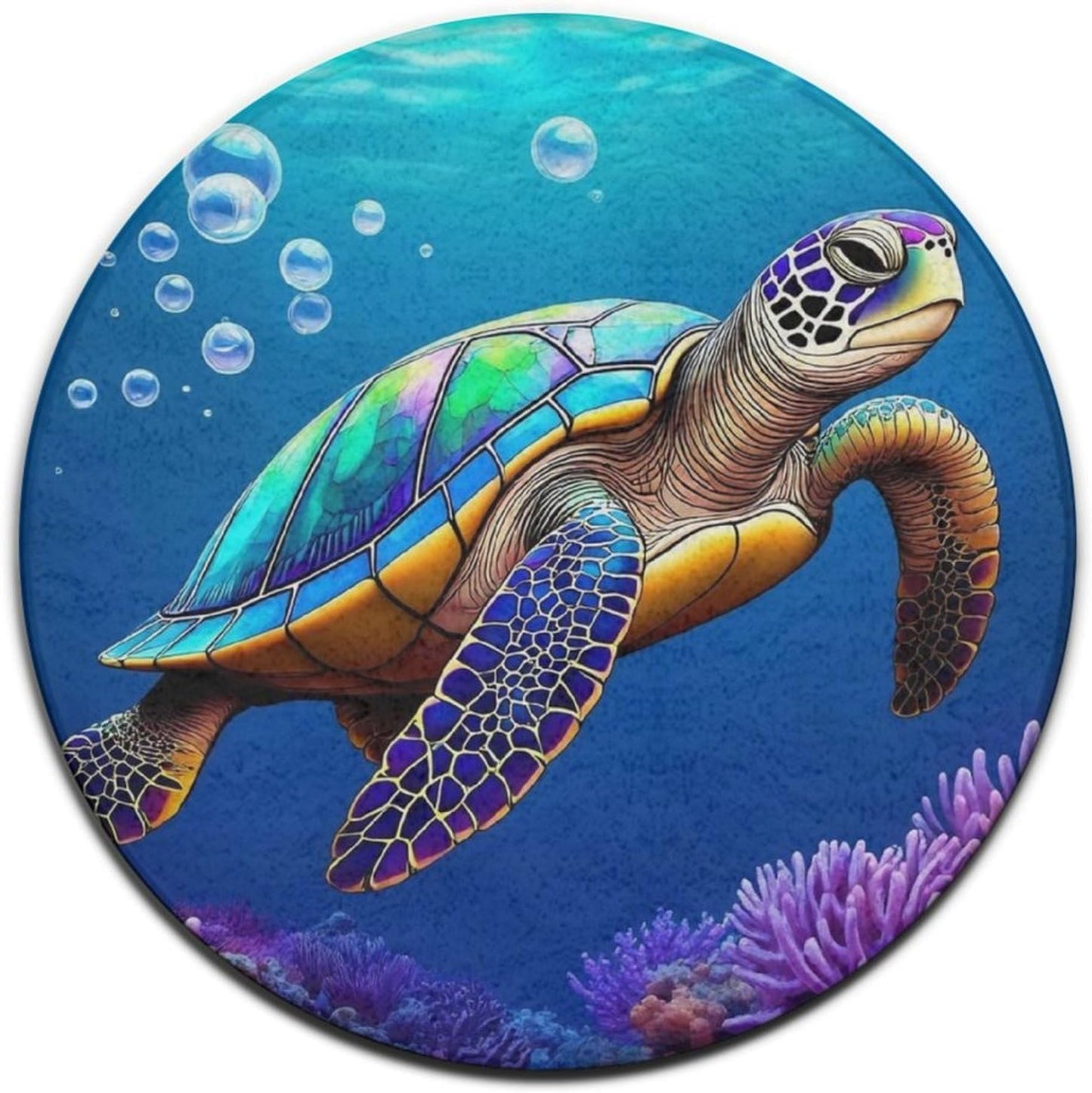 Soft Round Yoga Carpet, Office Chair Decor Round Mat for Carpet and Hardwood Floors Purple Butterfly