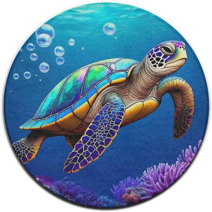 Soft Round Yoga Carpet, Office Chair Decor Round Mat for Carpet and Hardwood Floors Purple Butterfly