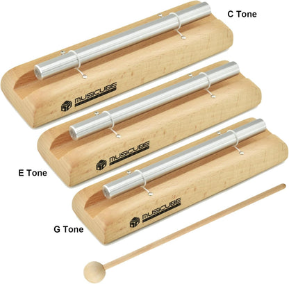 Meditation Chime with 3 Tone (C-E-G) Wooden Hand-held Chimes for Classroom Management, Yoga, Meeting and Sound Therapy, Chime Mallet Included