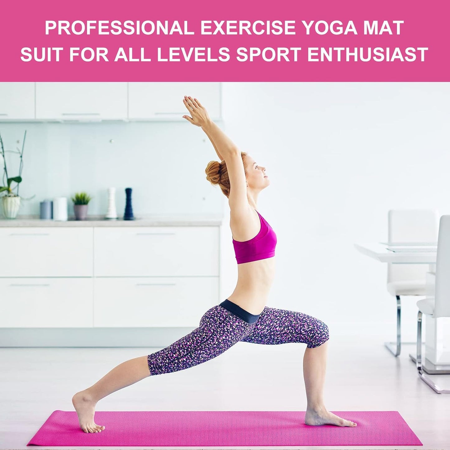 3 mm Thick Yoga Mat Bulk, Non Slip Exercise Workout Fitness Pad for Women Men, Gym Home Yoga Pilates, Easy to Clean, Sturdy PVC