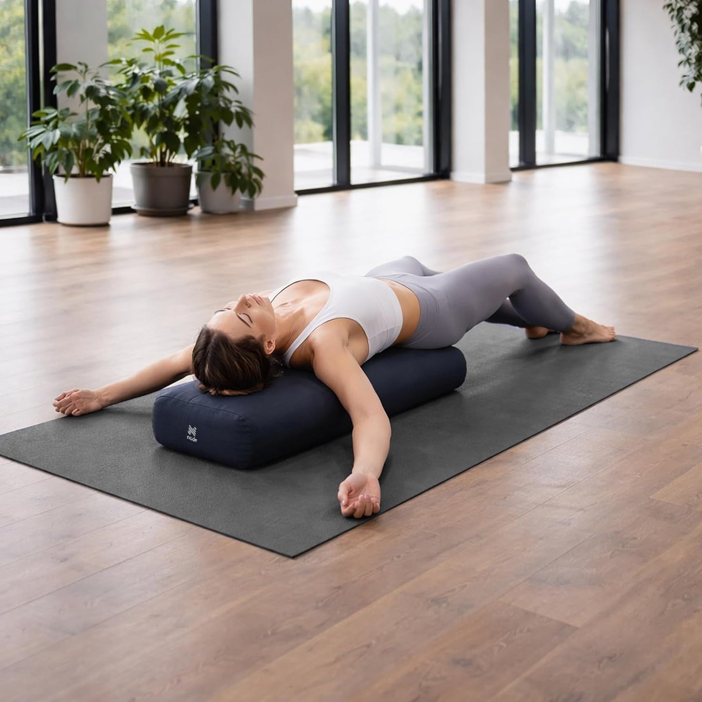 Yoga Meditation Cushion, 25" x 12" Rectangular Bolster with Organic Cotton Cover