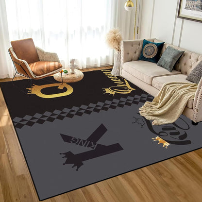 5' X 7' Queen and King Rug Black Grey Area Rugs Dining Living Room Bedroom Kitchen Office Yoga Room Washable Floor Mat Doormats Throw Rug Carpet Room Decor