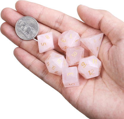 mookaitedecor 7 PCS Blue Howlite Turquoise Crystal Polyhedral DND Dice Set, Polished Tumbled Stones Dices for RPG MTG Table Games Home Decoration
