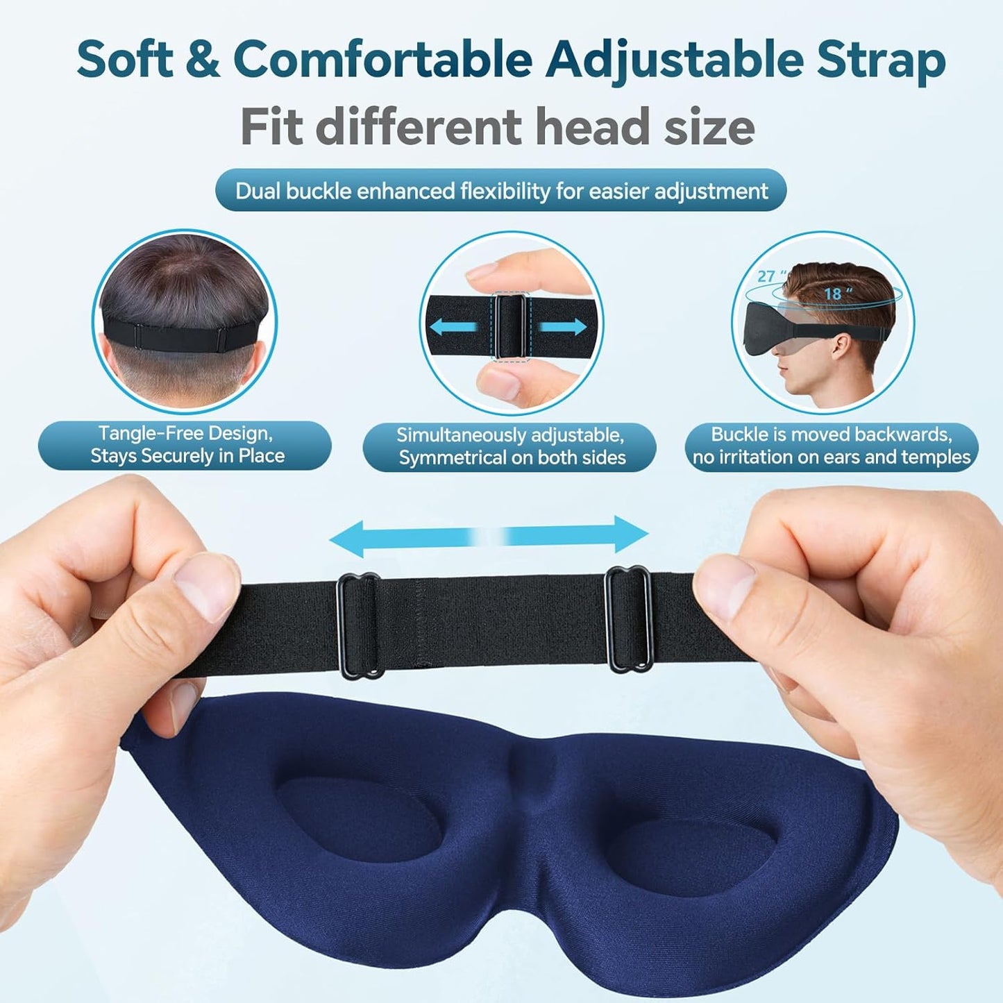 ZGGCD Sleep Mask for Side Sleeper, Light Blocking Sleeping Eye Mask for Women Men, 3D Contoured Cup Night Blindfold, Luxury Eye Cover Eyeshade with Adjustable Strap for Travel, Nap, Black