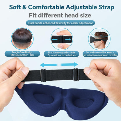 ZGGCD Sleep Mask for Side Sleeper, Light Blocking Sleeping Eye Mask for Women Men, 3D Contoured Cup Night Blindfold, Luxury Eye Cover Eyeshade with Adjustable Strap for Travel, Nap, Black