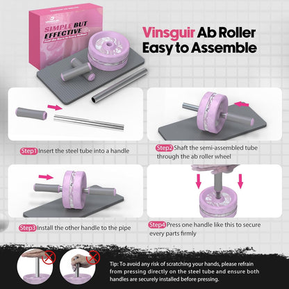 VINSGUIR Ab Roller Wheel, Abs & Core Workout Equipment for Home Gym with Knee Pad Accessories, Abdominal Wheel for Full-body Strength Training