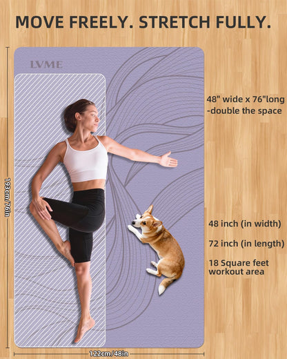 Large Yoga Mat (75.5"x47.6"x0.4"）Extra Wide & Thick 10mm, Non-Slip Exercise Mat, High-Density TPE Mat for Yoga Pilates & Home Gym Workouts