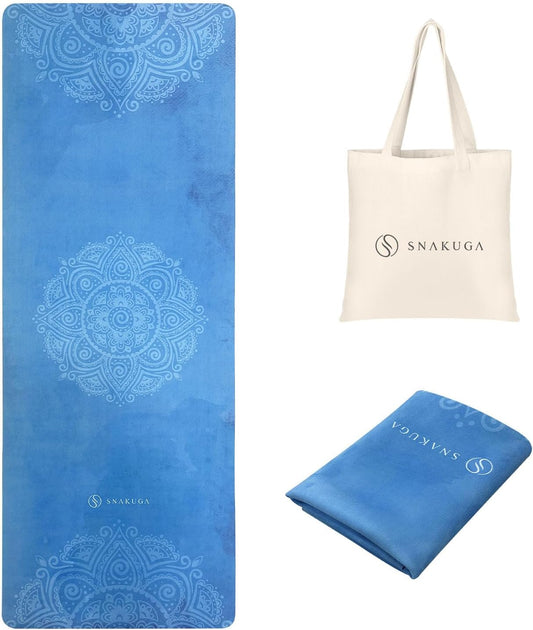 Travel Yoga Mat, Non Slip Exercise Suede Mat with Carry Bag, All-Purpose Fitness Mat with High Density Anti-Tear Surface for Women, Ideal for Pilates Workout (72'' x 24'' x 1.5mm Thick)
