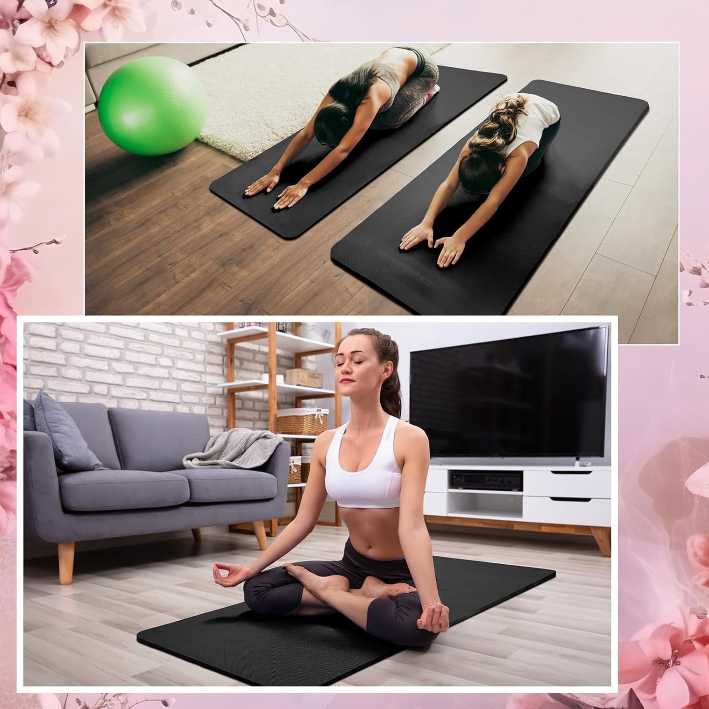 Timgle 6 Pcs 10mm Thick Yoga Mat Bulk 68 x 24 Inches Anti-slip Tear-resistant Exercise Mat Adult Gym Mats for Fitness, Stretching, Workout and Studio, Outdoor Yoga, Pilates