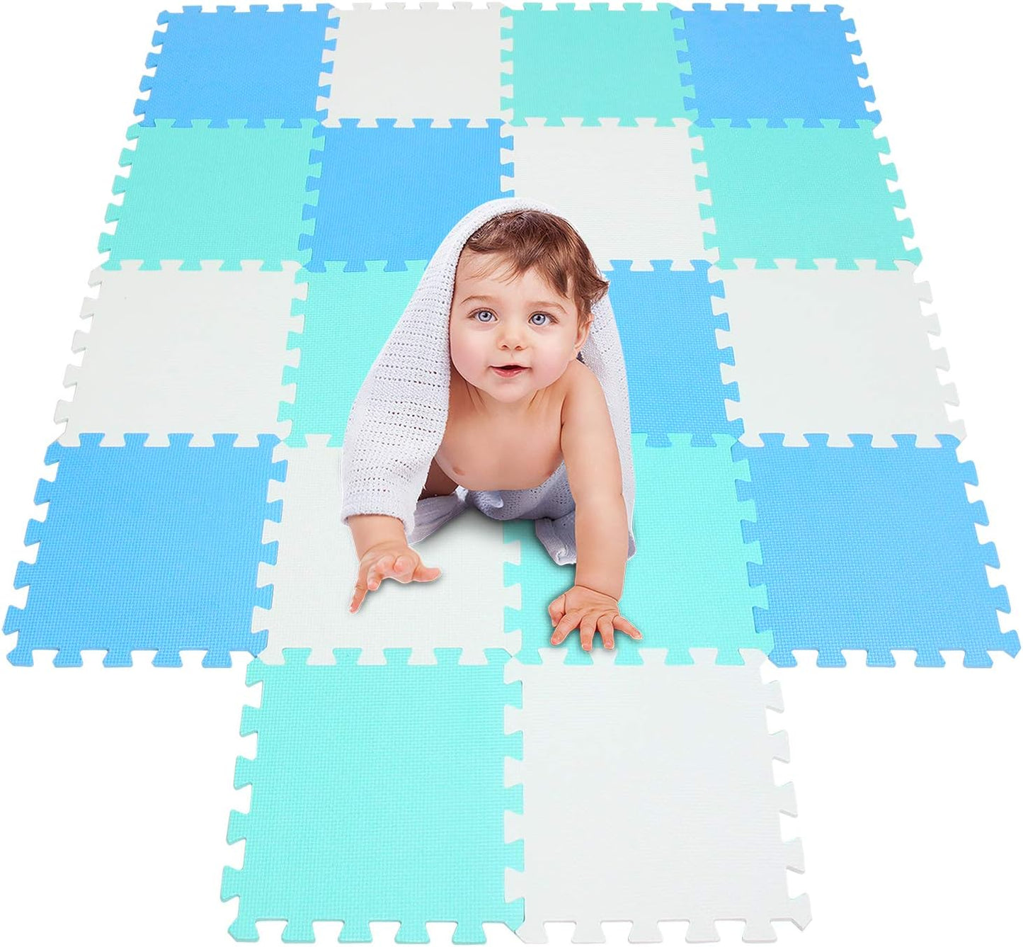 meiqicool Foam Play Mat Thick Soft EVA Interlocking Foam Floor Mats Children Yoga Exercise Multi Jigsaw Puzzle Blocking Board Kids Playmats Play Grey 18 Piece L