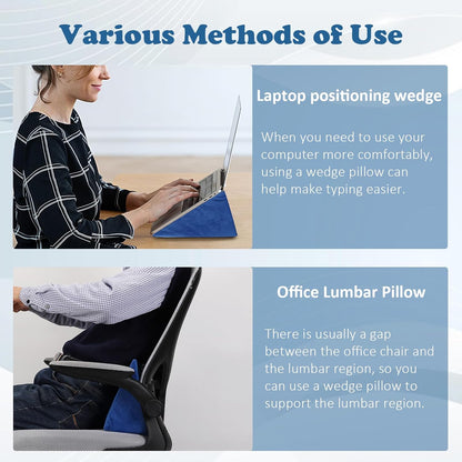 Small Wedge Pillow, Wedge Pillow for Bed Sores, Positioning Pillow, Positioning Wedge, Mini Pillow for Laptop and Yoga, Small Foam Wedge for Chair (1 Unit, Blue)