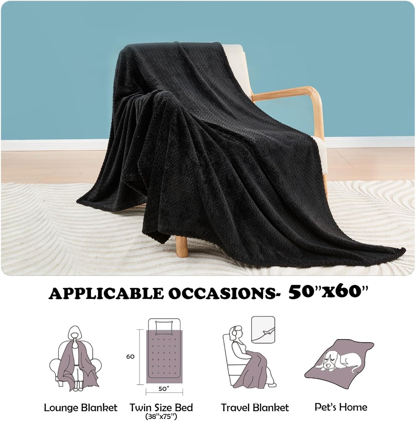 NEWCOSPLAY Super Soft Throw Blanket Light Purple Premium Silky Flannel Fleece Leaves Pattern Lightweight Bed Blanket All Season Use (Light Purple, Throw(50"x60")) - Colors B