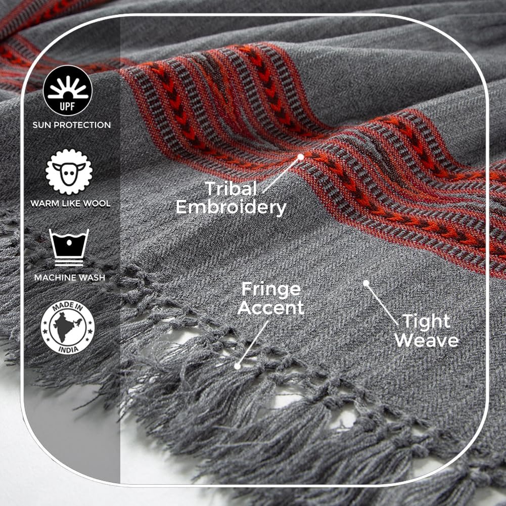 Exotic Meditation Shawl - Large Unisex Prayer Wrap, Oversize Scarf & Versatile Indian Stole Blanket