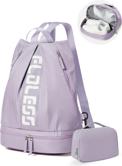Gym Backpack for Women Men,Cheer bag,Lightweight Gym Bag with Shoe Compartment, Waterproof Sports Backpack with Wet Pocket, Black