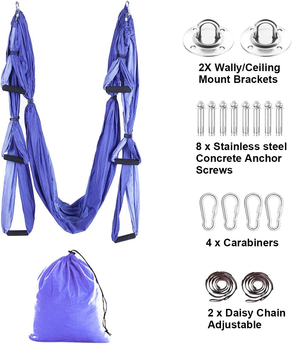 Aerial Trapeze Yoga Hammock Kit - Ultra Strong Antigravity Yoga Flying Sling Inversion Swing Tool Set