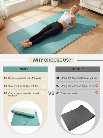 EaseUp Large yoga mat,73’x35.5’x0.4’,extra thick and wide,10mm pilates mat,non-slip exercise mat,workout mats for home gym