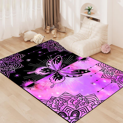 Black Girl Area Rug for Bedroom African Black Girls Floor Rugs for Living Room Playroom Cartoon Art Home Decor Soft Yoga Mats for Women Afro Purple 47" x 31" (2.7 x 3 Feet)