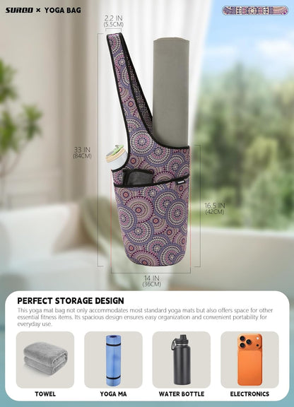 Yoga Mat Bag – Neoprene, Lightweight, Spacious Carrier, Large Zipper Pocket, Ideal for Gym Yoga & Fitness Mats