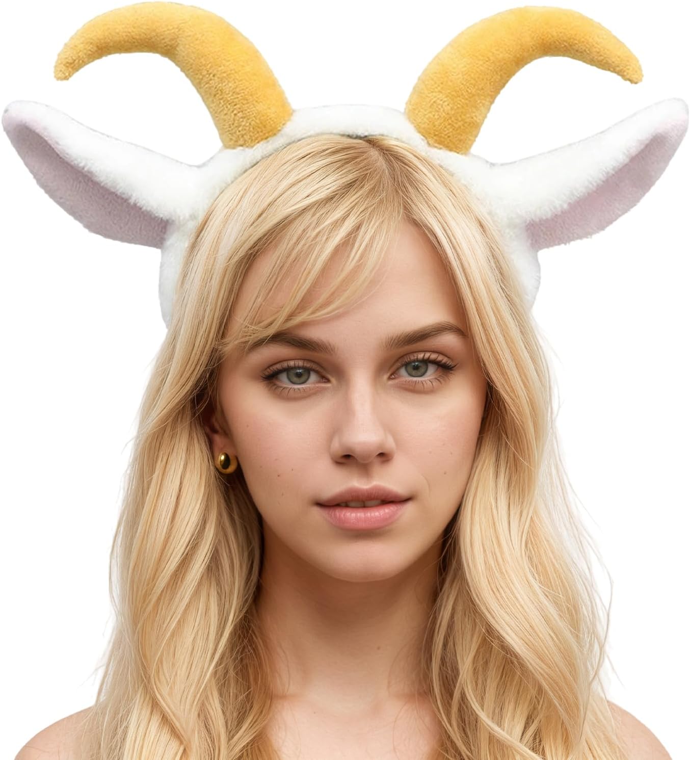 IPENNY 2 Pcs Womens Plush Animal Ears & Horns Headband Halloween Costume Hairbands Cartoon Headbands for Cosplay Makeup, Yoga
