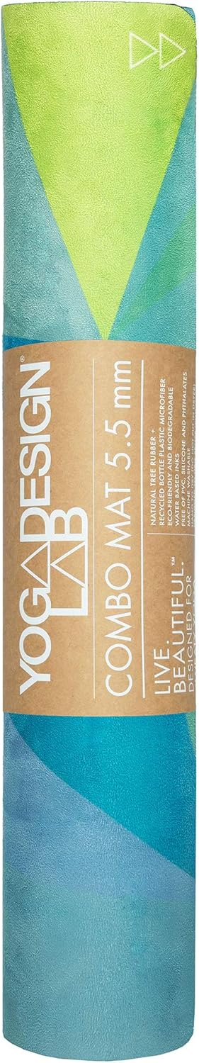 YOGA DESIGN LAB | The Combo Yoga Mat | 2-in-1 Mat+Towel | Eco Luxury | Ideal for Hot Yoga, Power, Bikram, Ashtanga, Sweat | Studio Quality | Includes Carrying Strap!