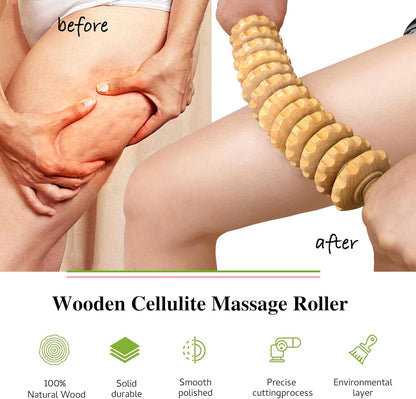 Wooden Massager Handheld Roller Trigger Point Massager Stick for Fascia, Cellulite, Muscle & Abdomen , Body Therapy Massager, Muscle Belly Relief Tool…
