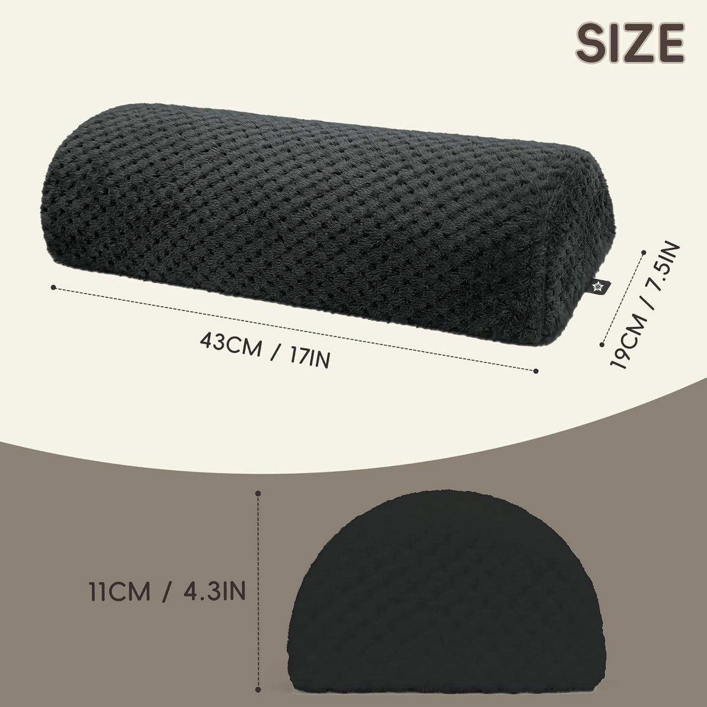SPRING SEAON Half Moon Bolster Knee Pillow for Back Sleeping Memory Foam Leg Pillow for Ankle and Foot Comfort Under Knee Pillow for Side Sleepers Machine Washable Cover(17" x 7.5" x 4.3")