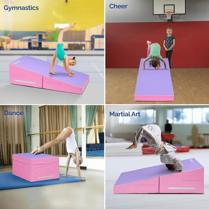 Matladin 48"x24"x14" Tumbling Mat - Folding Gymnastics Cheese Wedge Mat for Kids, Girls Home Training