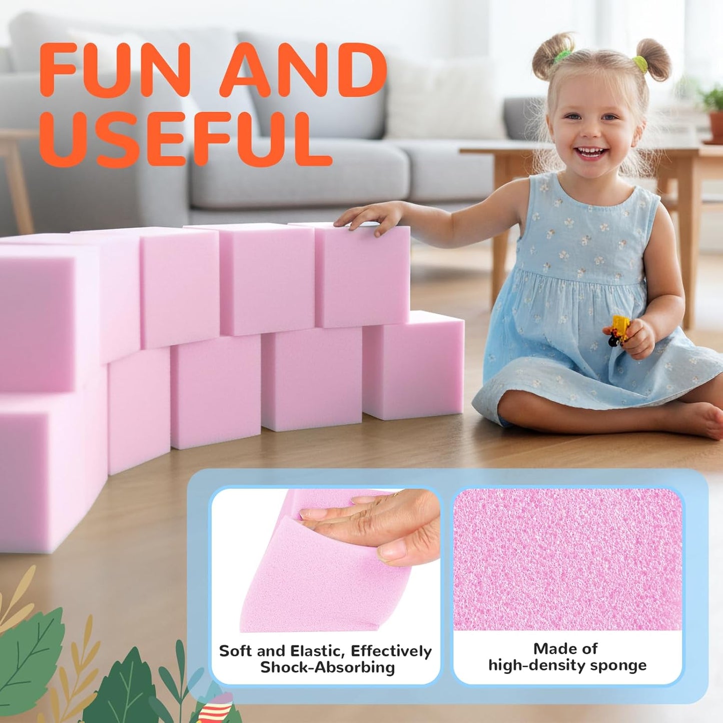 Foam Pit Blocks Foam Padding Sponge Pit Cubes Sponge Blocks for Amusement Park Gymnastics Freerunning and Parkour Courses - 24PCS 5" x 5" x 5" (Dark Blue)