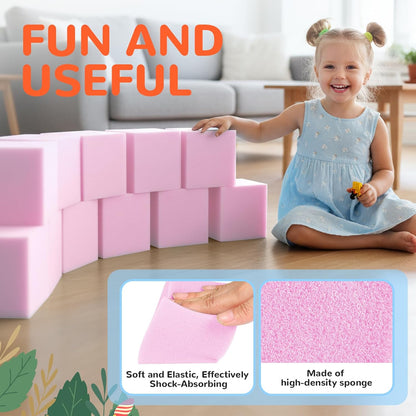 Foam Pit Blocks Foam Padding Sponge Pit Cubes Sponge Blocks for Amusement Park Gymnastics Freerunning and Parkour Courses - 24PCS 5" x 5" x 5" (Dark Blue)