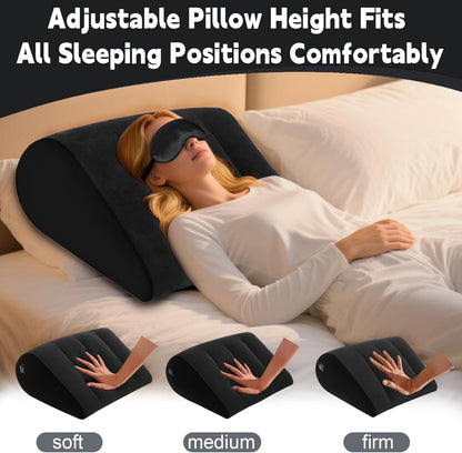 TheClover Portable Inflatable Wedge Pillow Cushion - 2 Pack Body Positioners Foldable Wedge Pillow for Sleeping,Back,Travel,Bed,Leg Elevation with Fast Inflation Deflation(Grey)