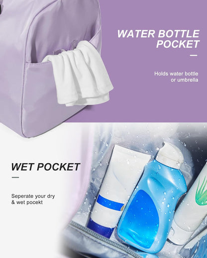 Gym Bag Womens Mens with Shoes Compartment and Wet Pocket Travel Duffel Bag for Women for Plane Sport Gym Tote Bags Swimming Yoga Waterproof Weekend Overnight Carry on Bag Hospital Holdalls - Colors C
