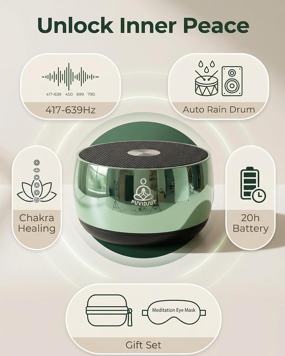 Sound Frequency Machine,Meditation Generator Instrument,Tone Device Tools - Solfeggio Frequencies Bath for Yoga, Mindfulness, Vibration System of Chakra Balancing, 5 Tones, 3 Timers