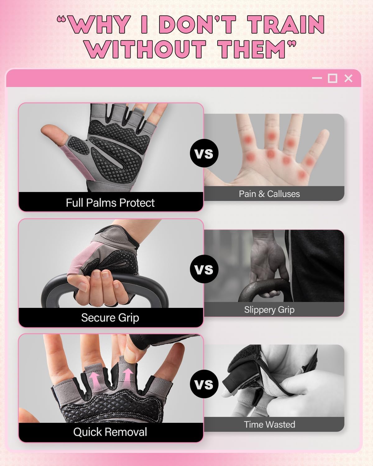 VINSGUIR Workout Gloves for Men and Women, Weight Lifting Gloves with Excellent Grip, Lightweight Gym Gloves for Weightlifting, Cycling, Exercise, Crosstraining, Pull ups, Fitness, Climbing and Rowing