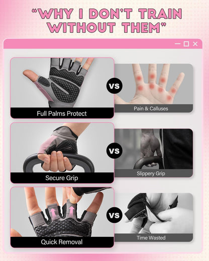 VINSGUIR Workout Gloves for Men and Women, Weight Lifting Gloves with Excellent Grip, Lightweight Gym Gloves for Weightlifting, Cycling, Exercise, Crosstraining, Pull ups, Fitness, Climbing and Rowing
