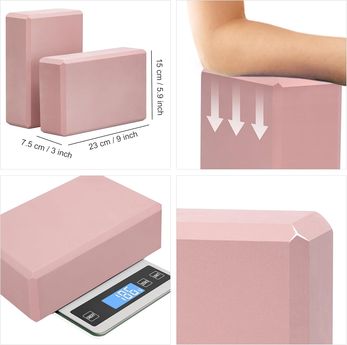 EXERZ Yoga Blocks 2 pack, Gym Blocks, Exercise Workout Fitness Bricks, Pilates Stretch Handstand Non-Slip