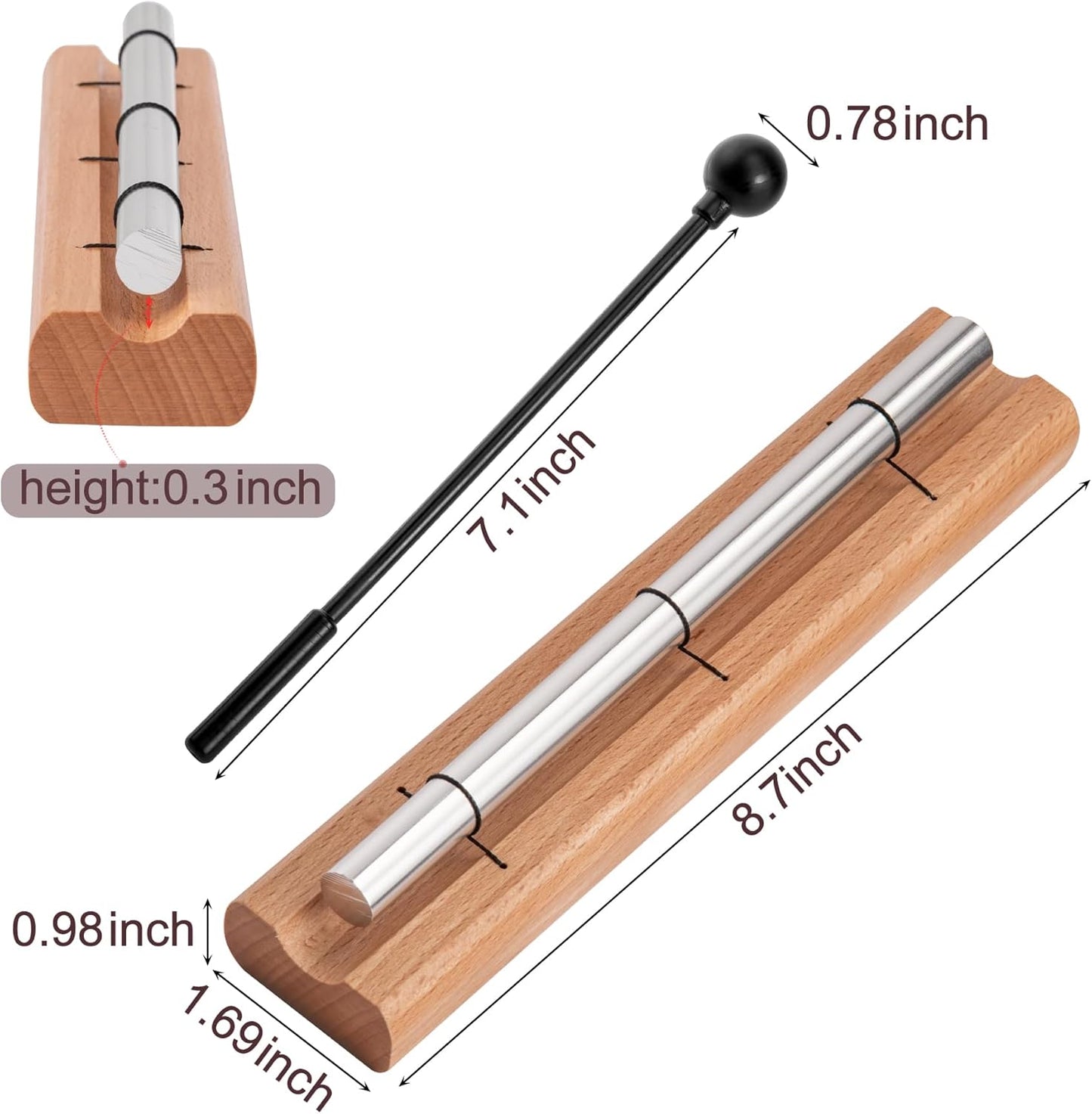 Three Tone Chime Bell for Teachers' Classroom Management, Meditation Chimes, Mindfulness Hand Bell, Percussion Sound Healing Instruments Reminder for Prayer Yoga Eastern Energies Music