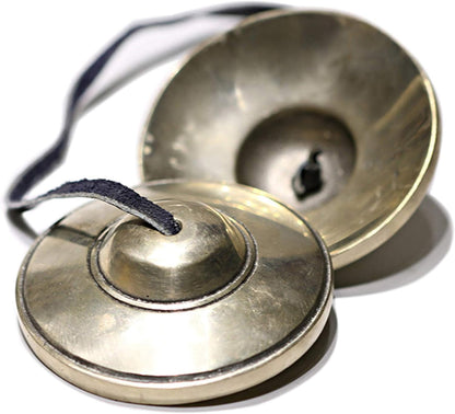 Tibetan Tingsha Bell Set - Tibetan Cymbals - for Sound Healing, Yoga, Meditation, and Mindfulness,Handmade in Nepal,Made of Bronze,Plain Pattern,Black Color，7.7cm/3.0 inch