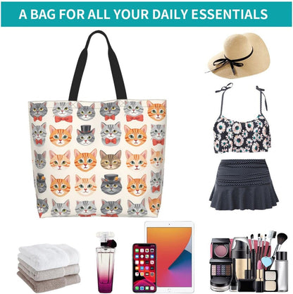 Tote Shoulder Bag Large Durable Reusable Eco-friendly Handbag Lightweight Stylish for Daily Use-19.7x15.7x5.9 Inch - Colors B