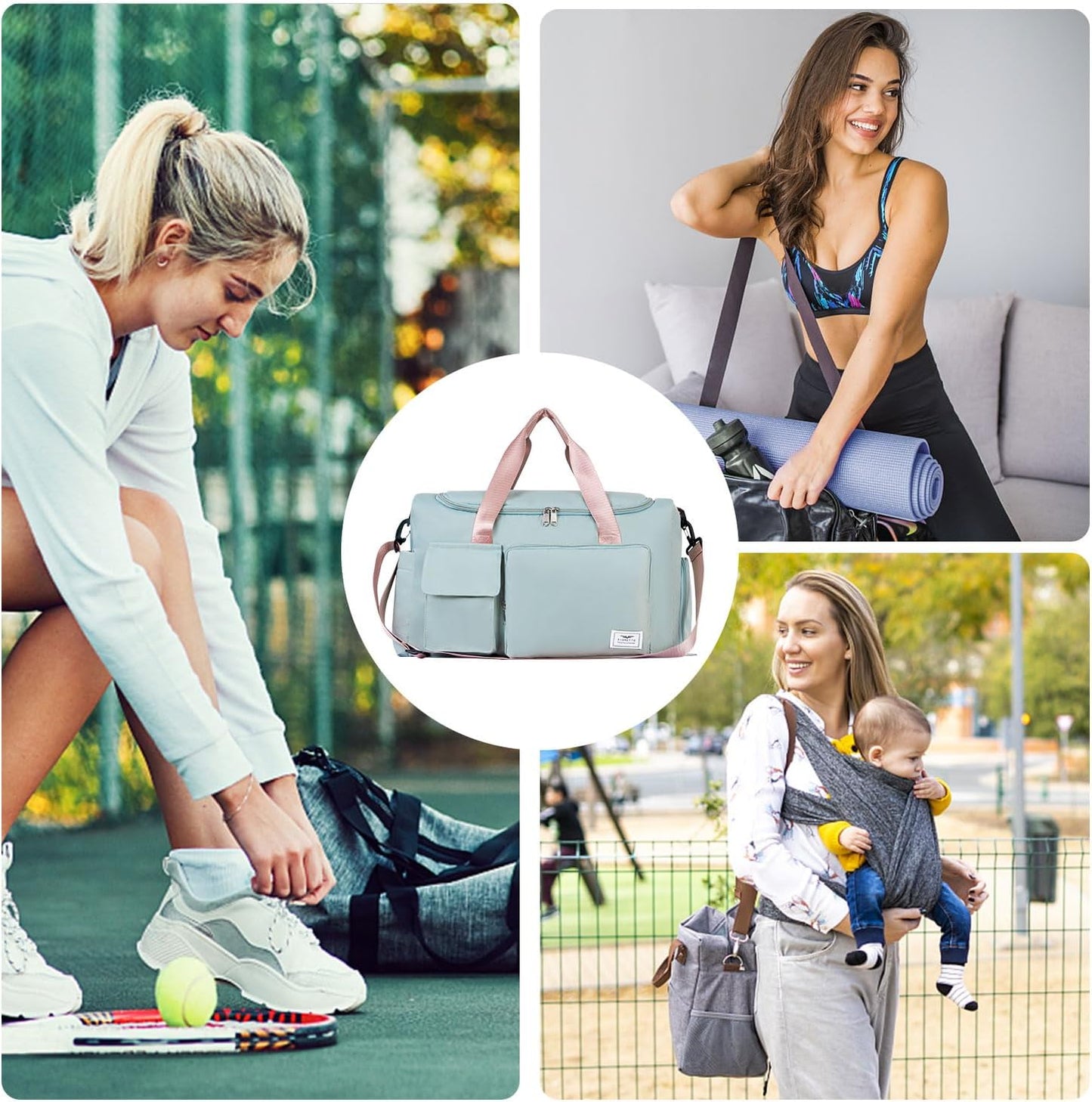 FIORETTO Women's Gym Duffle Bag with Shoes Compartment, 30L Capacity, Ideal for Travel, Gym, Sports, Duffel, Weekender