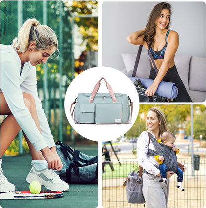 FIORETTO Women's Gym Duffle Bag with Shoes Compartment, 30L Capacity, Ideal for Travel, Gym, Sports, Duffel, Weekender