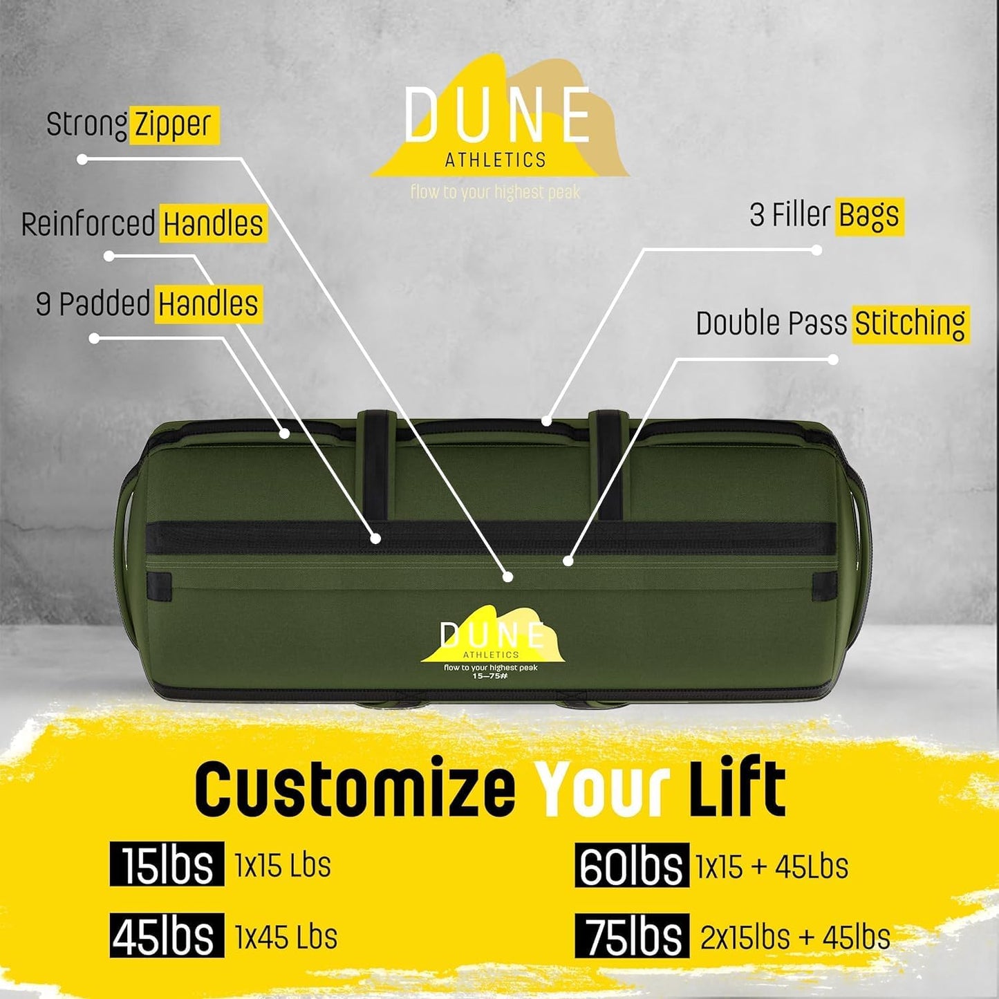 Sandbags for Working Out (Unfilled) - Enhance Your Fitness with Our Workout Sandbag, Versatile & Durable Sand Bags for Weight Training 15-75 lbs - Sandbags for Fitness Guide Included