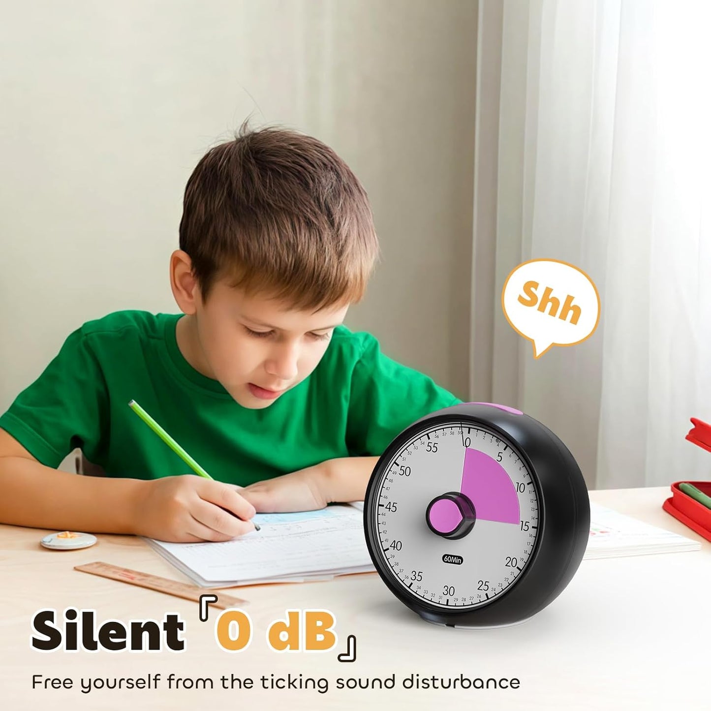 Conchstar Visual Timer for Kids 60-Minute - Countdown Timer with Optional Alarm, Focus Tool for ADHD & Autism, Time Management for Homework, Chores, Office, Kitchen, Teaching & Study Routines (Orange)