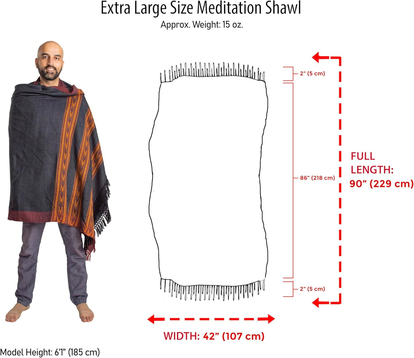 Meditation Shawl – Unisex Prayer Wrap, Large Scarf & Yoga Blanket – Soft, Lightweight & Multipurpose