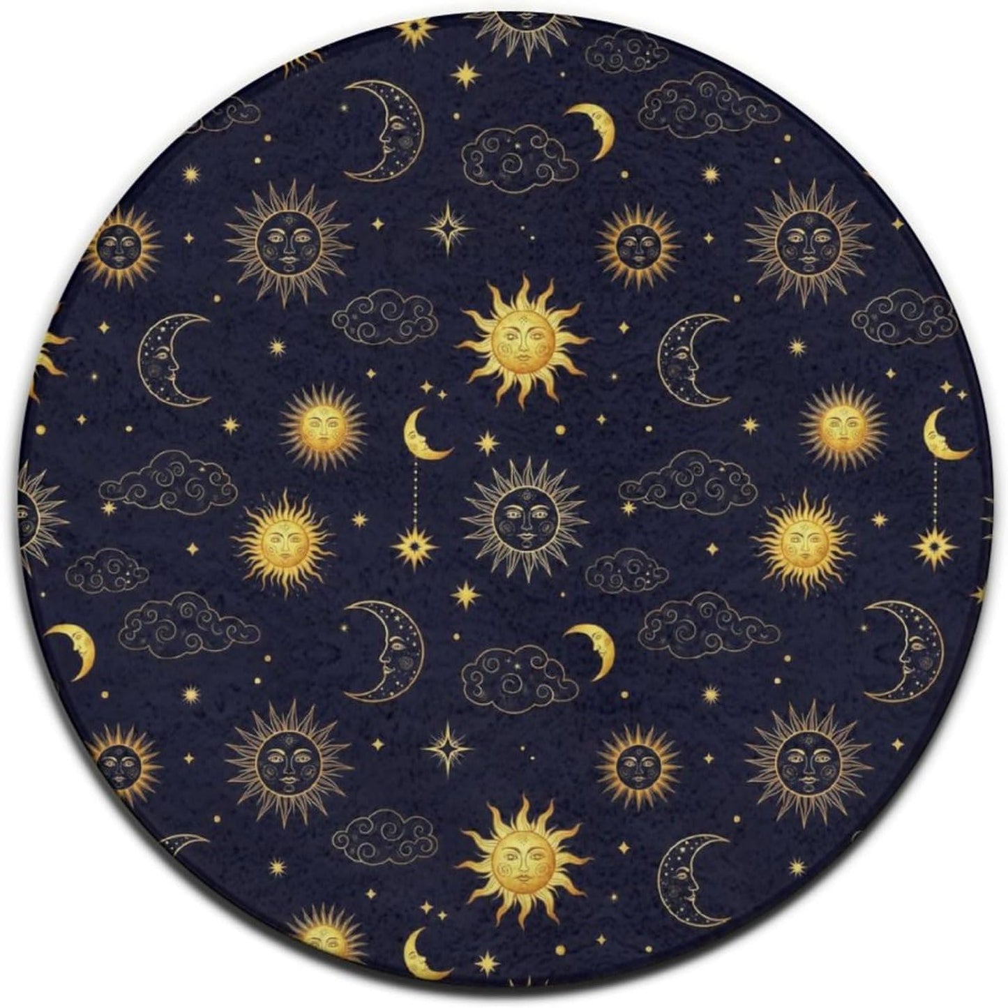 Soft Round Yoga Carpet, Large Home Decor Mat, Non-Slip Machine Washable Kitchen Office Circle Rug Compatible with Cool Norse Viking Vegvisir Runic Compass