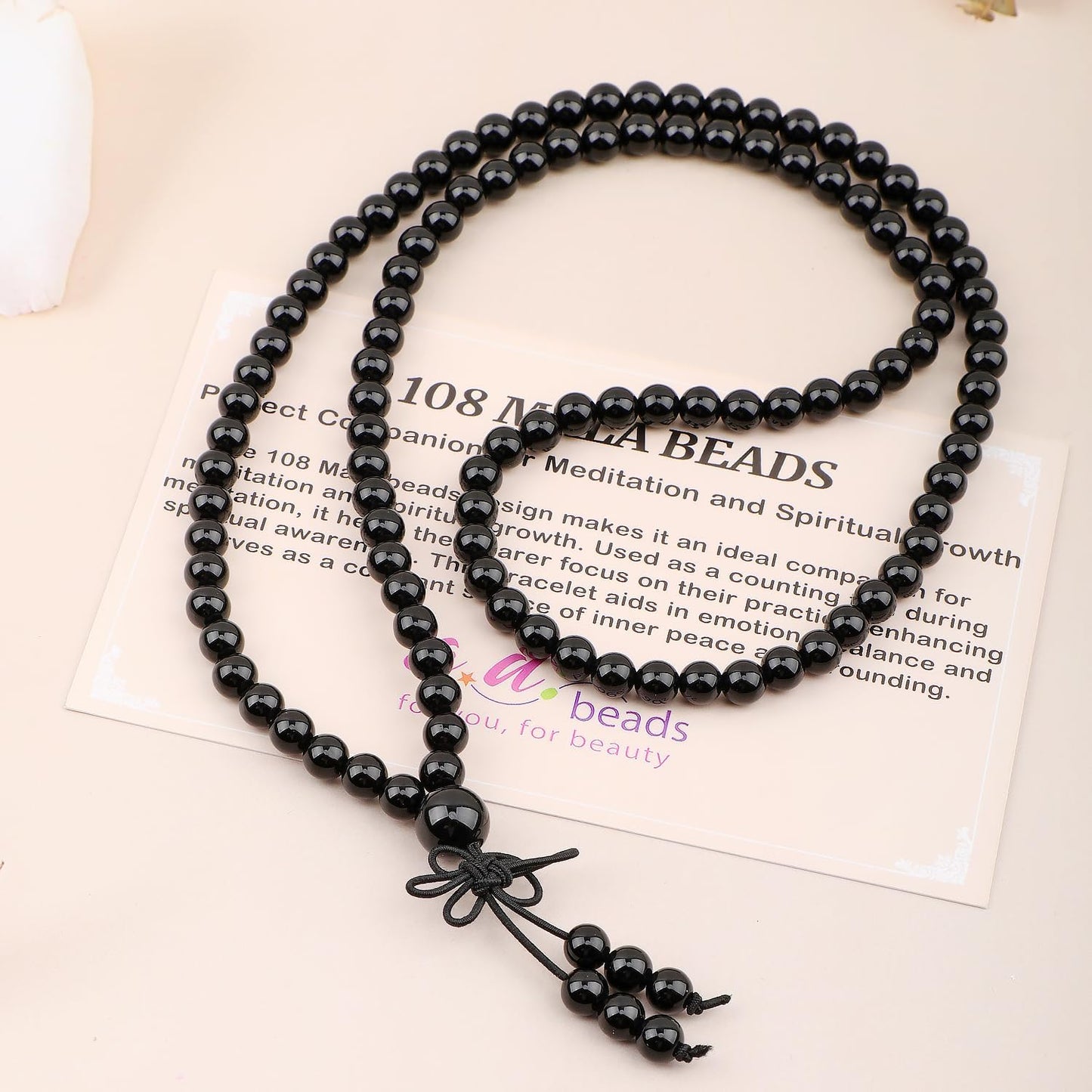 AD Beads 6mm 8mm 108 Prayer Mala Jasper Elastic Bracelet - Handmade Yoga Meditation Healing Power Energy Gifts for Unisex Adult.