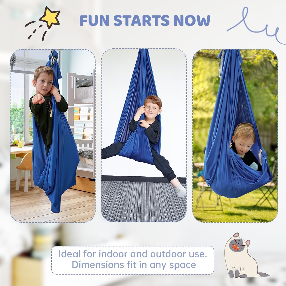 Aokitec Therapy Swing for Kids with Special Needs (Hardware Included) Snuggle Swing Cuddle Hammock Indoor Adjustable Aerial Yoga for Children with Autism, ADHD, Asperger, Sensory Integration