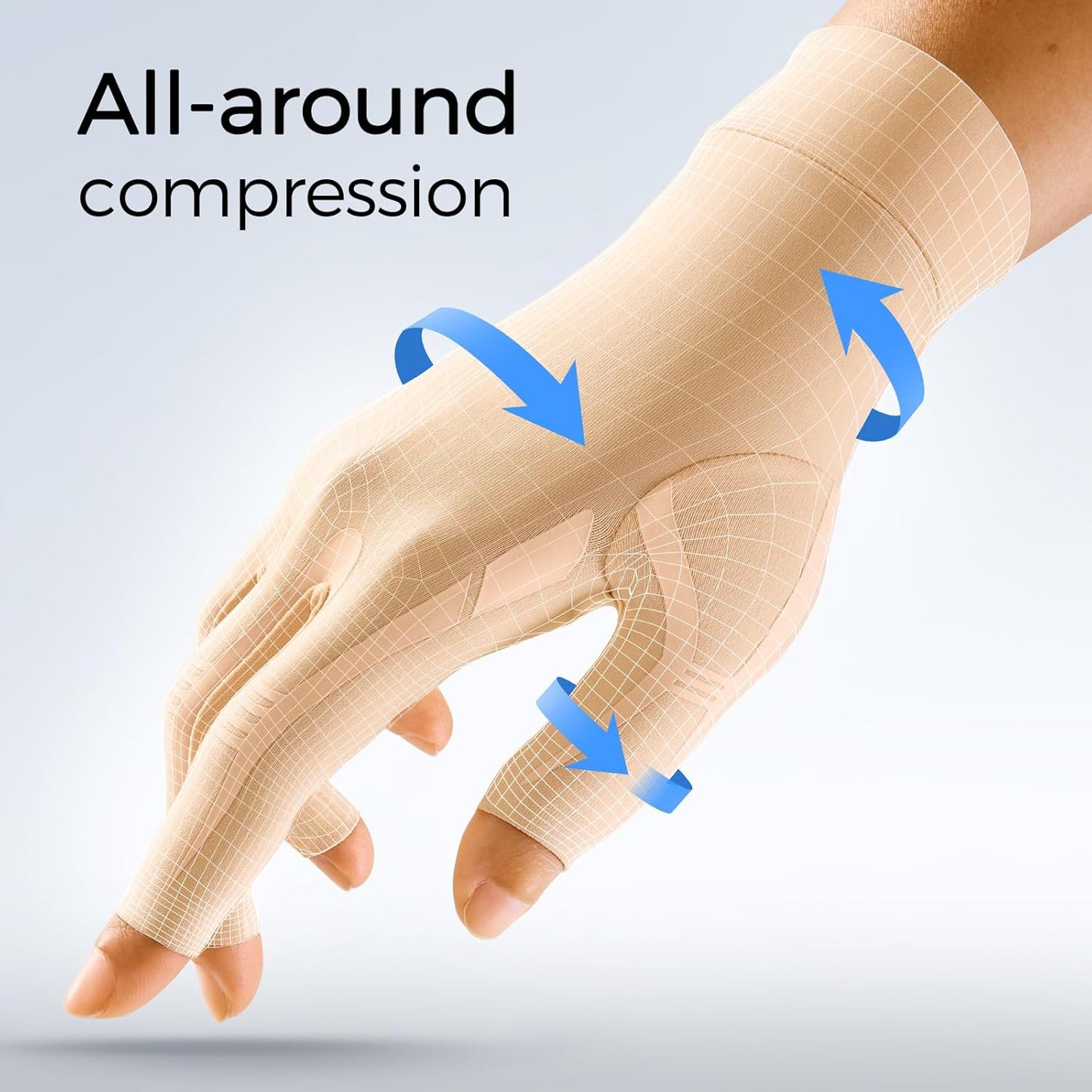 FREETOO All-Around Compression Arthritis Gloves for Women for Pain, Carpal Tunnel Relief Gloves for Men, Hand Compression Gloves for Crocheting,Gaming,Arthritis,Swelling.Black M