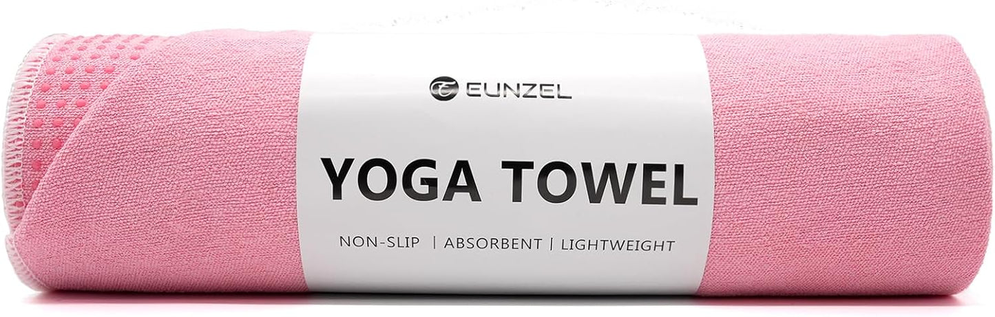Eunzel Hot Yoga Towel - Microfiber Non Slip Yoga Mat Towel with Grip Dot Sweat Absorbent Towel for Hot Yoga, Pilates and Fitness 72" x 24", Dark Cyan/Orange